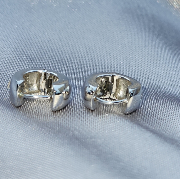 Sterling 'Huggie' Style Hoop Earrings - Picture 2 of 5